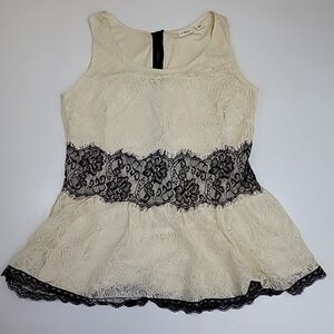 Cato Y2K Top Womens Size L Floral Lace Sleeveless Sheer Boho Crochet Cottagecore